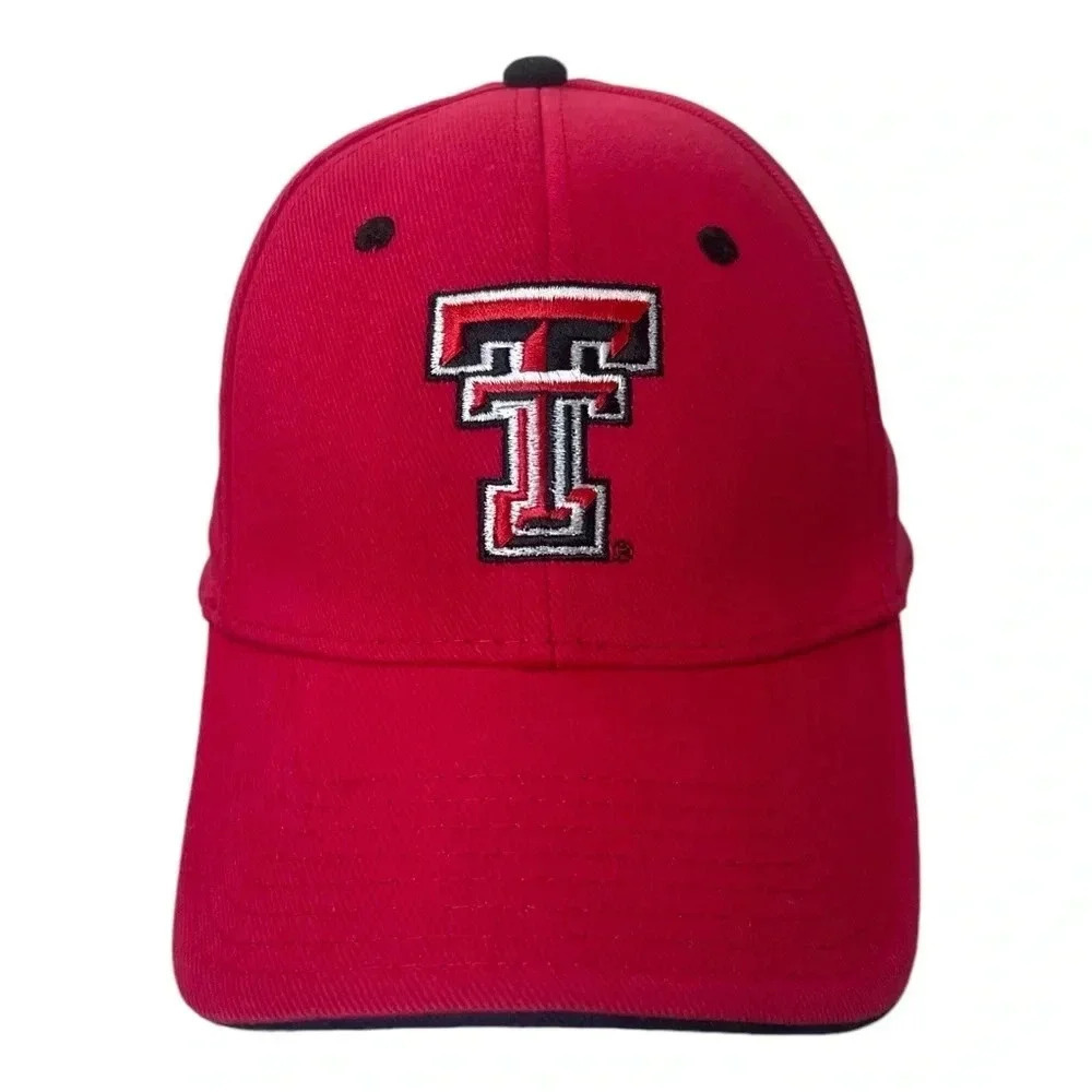 Texas Tech Red Raiders Football Hook and Loop Adjustable Cap Hat Red Black